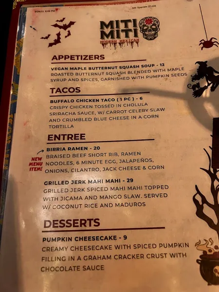 Menu Miti Miti