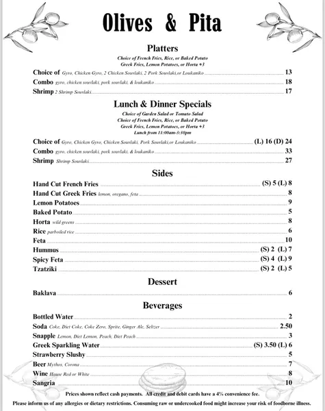 Menu Olives & Pita