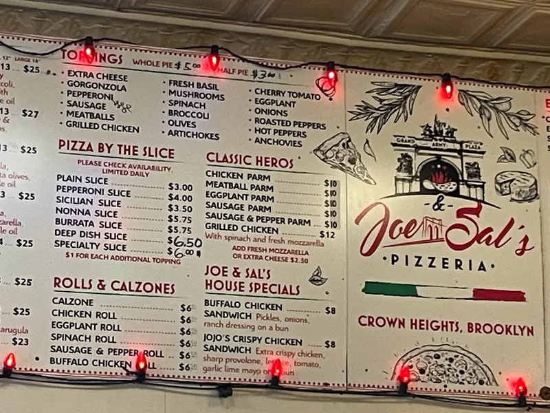 Menu Joe & Sal's Pizza