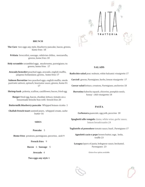 Menu Aita Trattoria