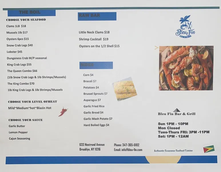 Menu Bleu Fin