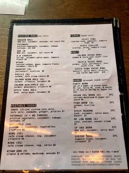 Menu Momo Sushi Shack