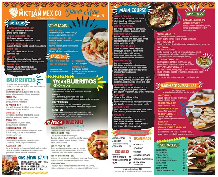 Menu Mictlan México