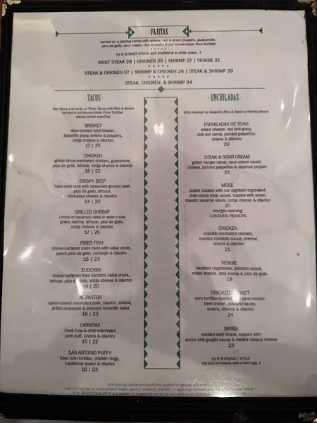 Menu Javelina