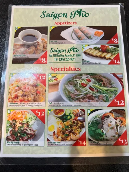 Menu Saigon Pho