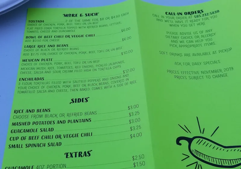 Menu John's Tex Mex