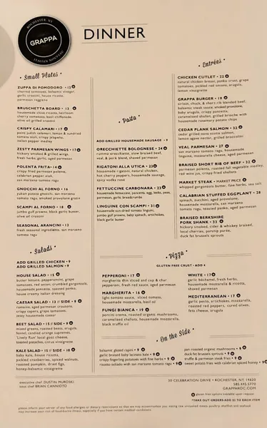 Menu Grappa Italian Nouveau