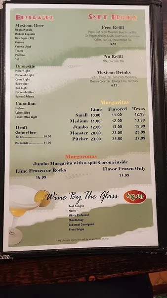 Menu Los Gallos Mexican Grill