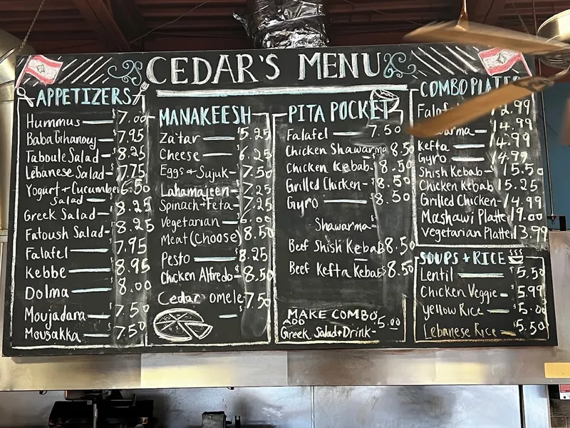 Menu Cedar