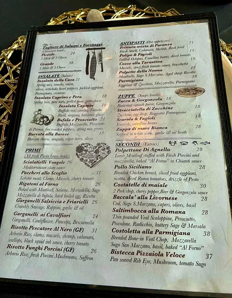 Menu Fiamma Pizza e Vino