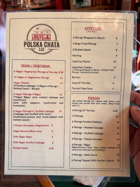 Menu Polska Chata LLC