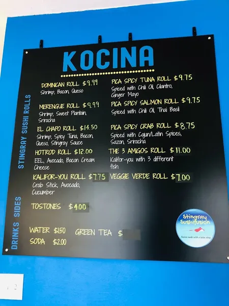 Menu Kocina Stingray Sushifusion 2Go