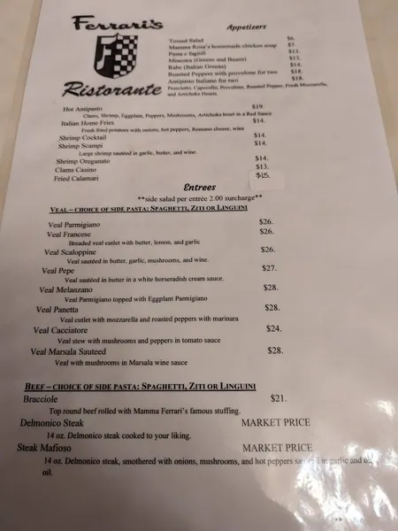 Menu Ferrari's