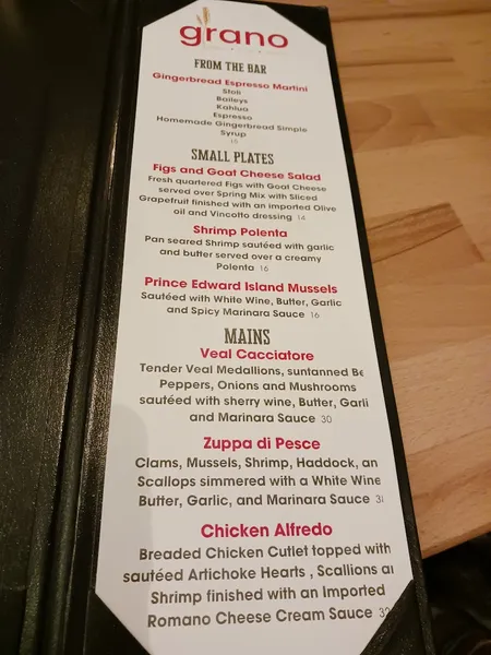 Menu grano