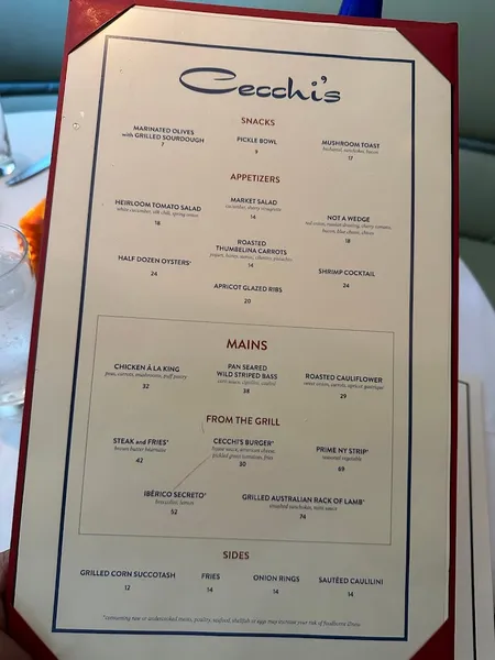 Menu Cecchi's