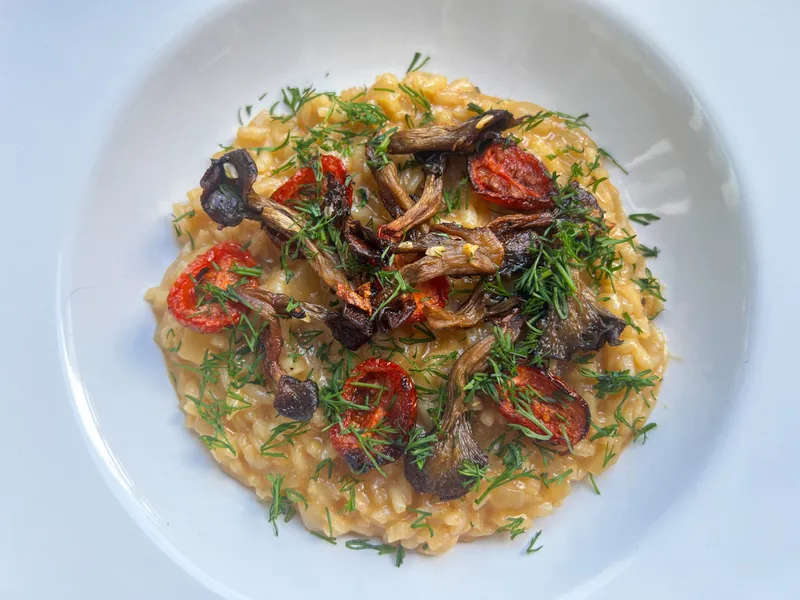 Mushroom Risotto Peaches Grand