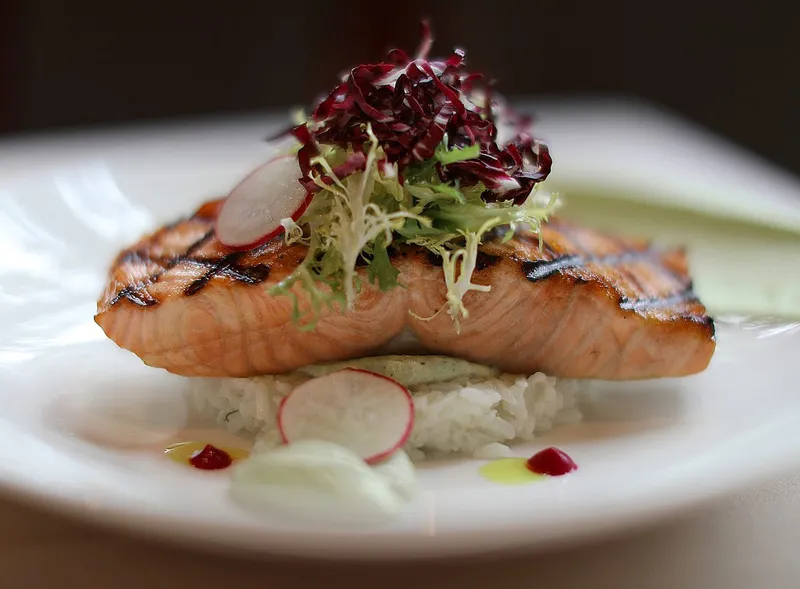 Grilled Salmon Pane Vino On The River