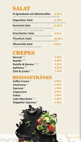 menu 2 of Hi Croque