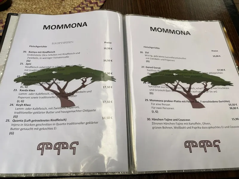 menu 0 of Mommona African Restaurant