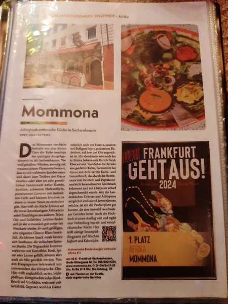 menu 1 of Mommona African Restaurant