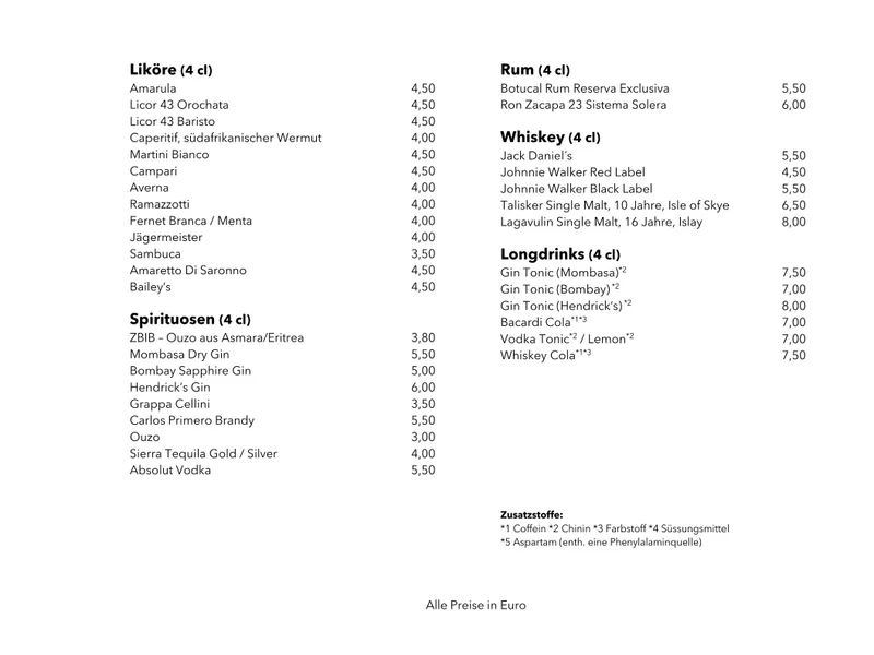 menu 0 of Savanna Restaurant