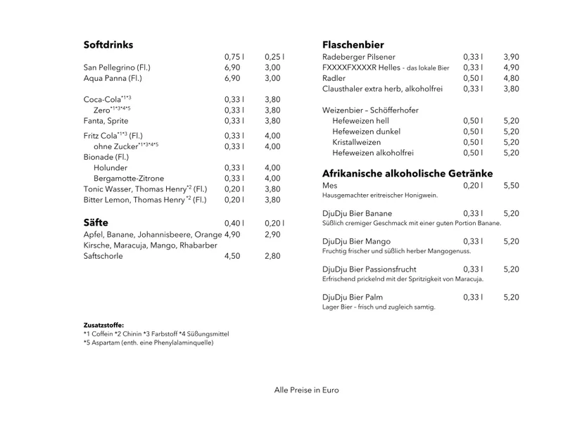 menu 2 of Savanna Restaurant