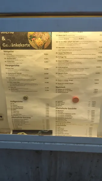 menu 0 of Black Lion Äthiopische - Eritreisch