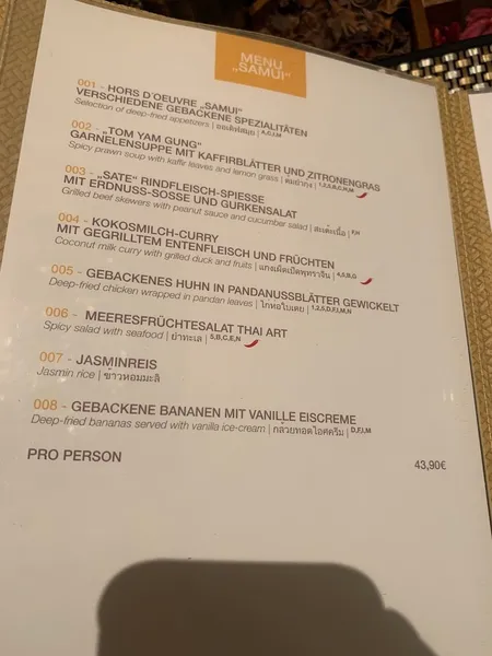 menu 0 of Samui Thai Cuisine