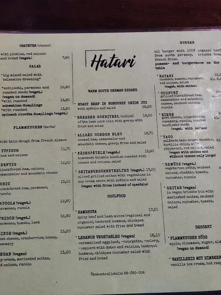 menu 2 of Hatari