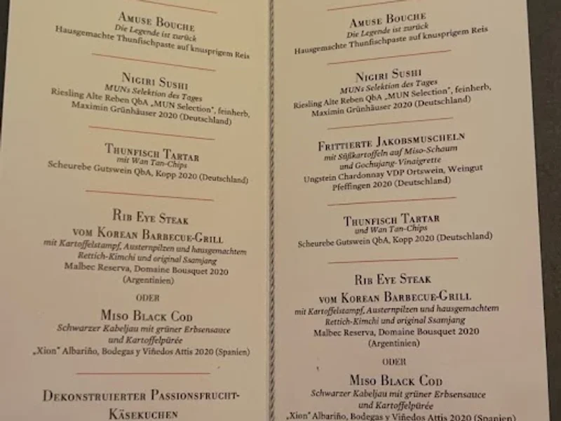 menu 2 of MUN Restaurant