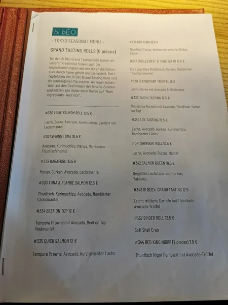 menu 1 of Restaurant Bi Béo