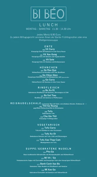 menu 2 of Restaurant Bi Béo
