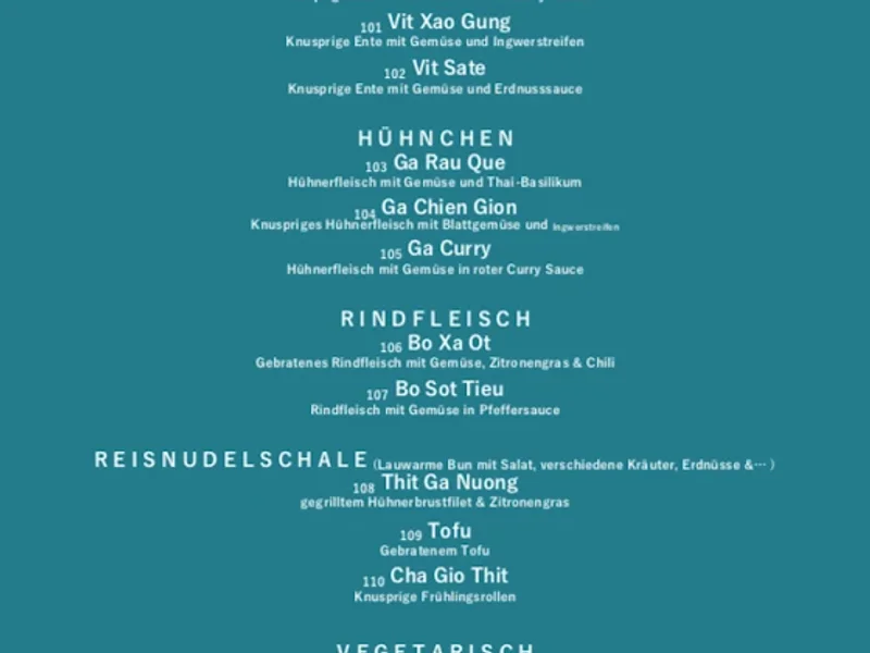 menu 2 of Restaurant Bi Béo