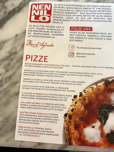 menu 0 of Antica Pizzeria Nennillo - Köln Südstadt