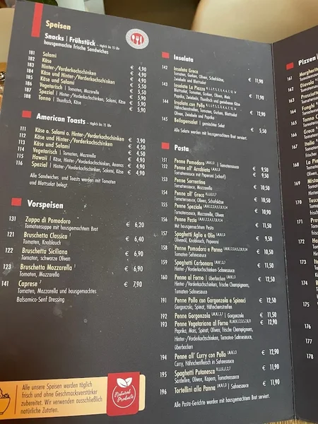 menu 2 of La Piazza