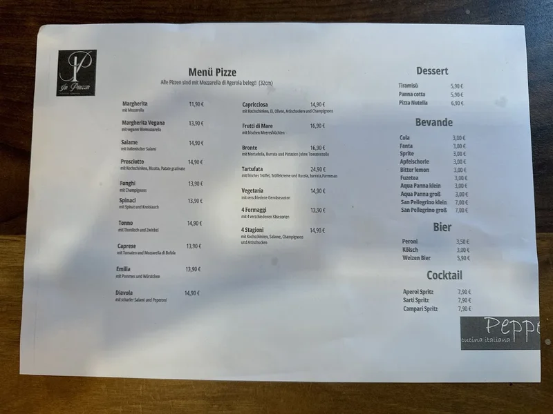 menu 0 of In Piazza cucina italiana - Neapolitanische Pizza