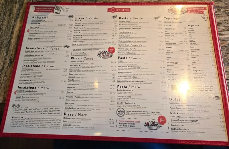 menu 1 of L'Osteria Köln Hahnenstraße