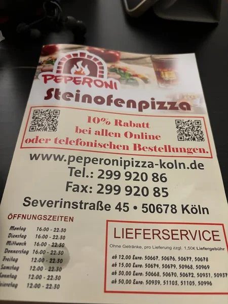 menu 2 of Pizza Peperoni