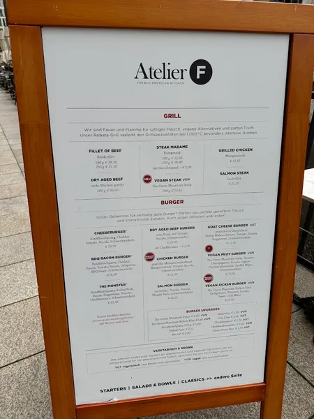 menu 1 of Atelier F