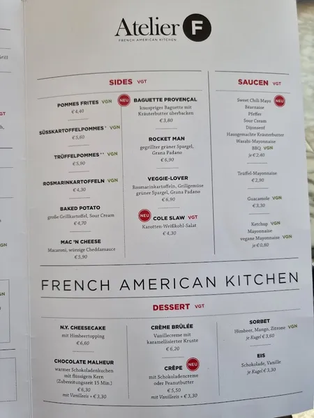 menu 2 of Atelier F