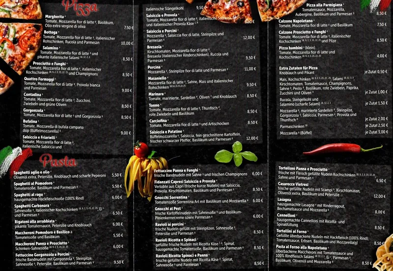 menu 0 of Pizza Lieferservice Bottega