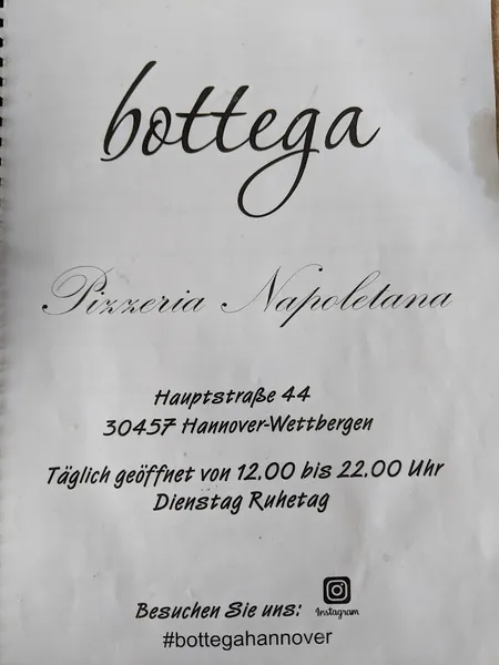 menu 1 of Pizza Lieferservice Bottega