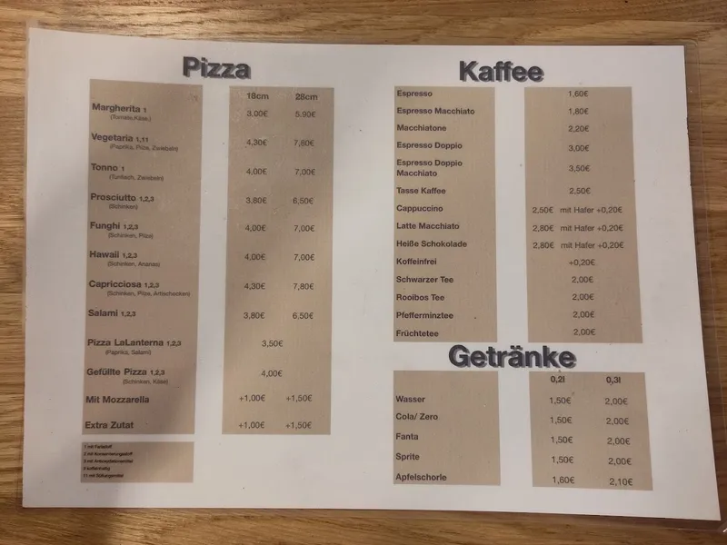 menu 0 of Pizzeria La Lanterna