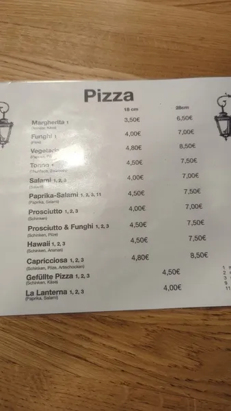menu 1 of Pizzeria La Lanterna