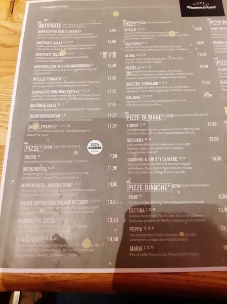 menu 2 of Francesca & Fratelli Calenberger Esplanade