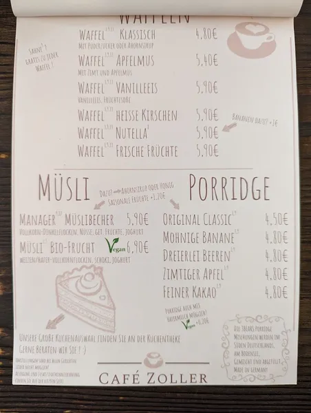 menu 1 of Café Zoller