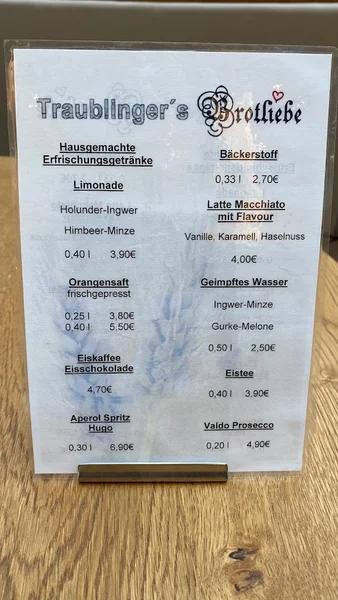 menu 0 of Bäckerei Traublinger - Brotliebe
