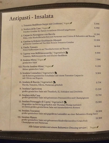 menu 0 of Ristorante Toscanini