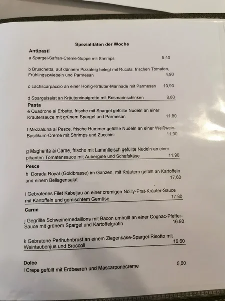 menu 1 of Ristorante Toscanini