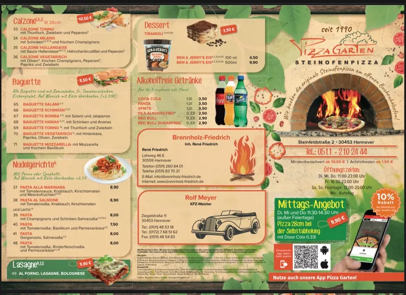 menu 1 of Pizza Garten Hannover